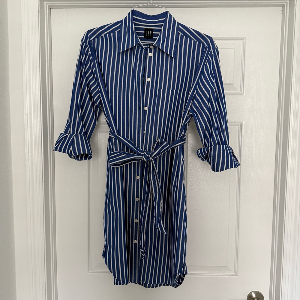 GAP Navy Striped Long Sleeve Dress